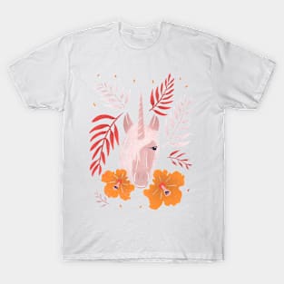 Unicorn with Hibiscus Flowers T-Shirt